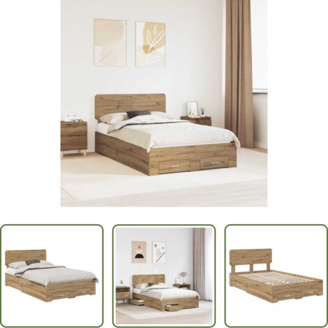 Letto con cassetti -  Struttura del letto Rovere artigianale 120 x 190 cm