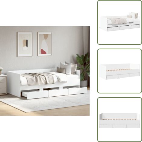 Letto con cassetti - vidaXL Divano Letto con Cassetti senza Materasso Bianco 75x190 cm - Divano letto con cassetti