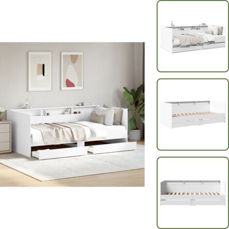 Letto con cassetti - vidaXL Divano Letto con Cassetti senza Materasso Bianco 90x190 cm - Divano letto con cassetti