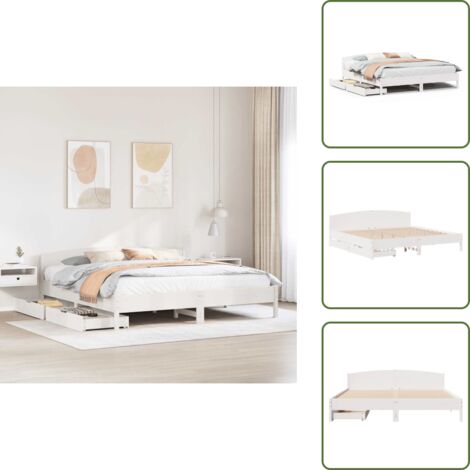 Letto con cassetti - vidaXL Giroletto senza Materasso Bianco 200x200 cm Legno Massello Pino - Letto con ruote