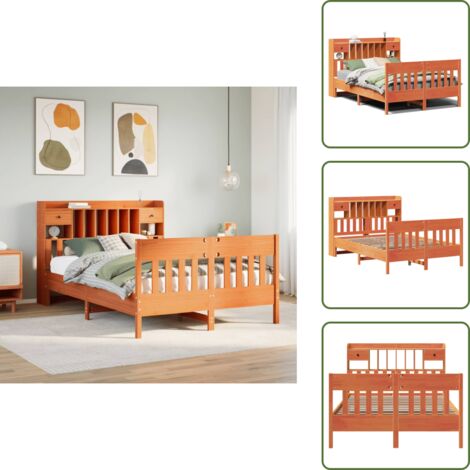 Letto con cassetti - vidaXL Giroletto senza Materasso Marrone Cera 160x200 cm Legno di Pino - Letto con base a doghe