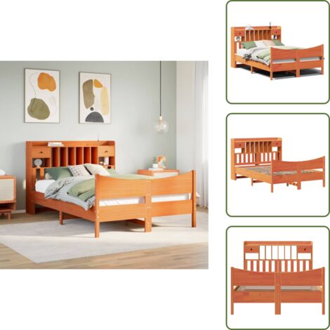 Letto con cassetti - vidaXL Giroletto senza Materasso Marrone Cera 160x200 cm Legno di Pino - Letto con base a doghe