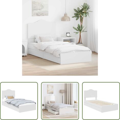 Letto con cassetto -  Letto con Contenitore Bianco 90 x 200 cm Legno multistrato