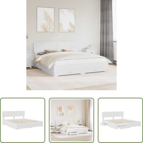Letto con cassetto -  Struttura del letto Bianco 180 x 200 cm Legno multistrato