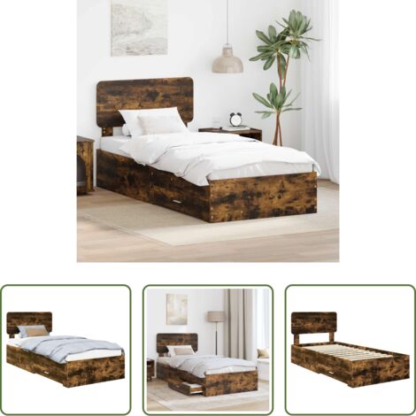 Letto con cassetto -  Struttura del letto Rovere fumé 90 x 190 cm Legno multistrato