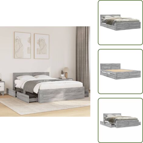 Letto con cassetto - vidaXL Giroletto Testiera Grigio Sonoma 120x200 cm Legno Multistrato - Letto con base a doghe