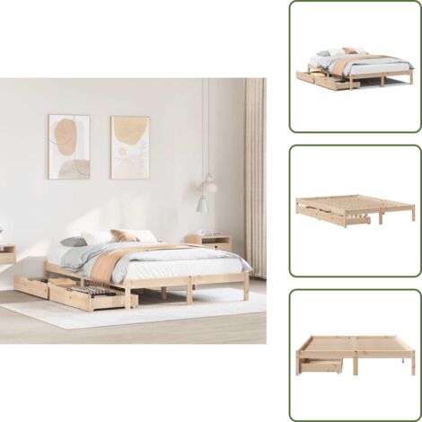 Letto con cassetto - vidaXL Letto senza Materasso 120x190 cm in Legno Massello di Pino - Letto con ruote