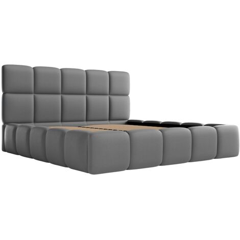 Letto con contenitore 140 x 190 cm Tessuto effetto pelle Grigio DAMADO di PASCAL MORABITO