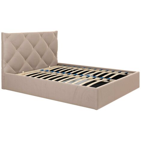 Letto matrimoniale contenitore testiera trapuntata Cody beige