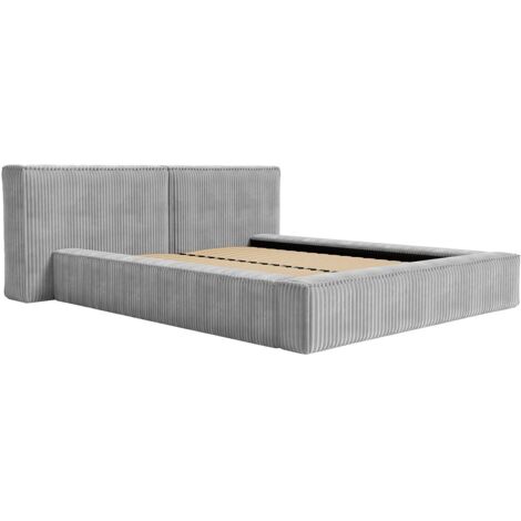 Letto con contenitore 140 x 190 cm Velluto spesso a coste Grigio TIMANO di PASCAL MORABITO