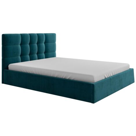 Letto con contenitore 180 x 200 cm Tessuto Verde Petrolio - ELIAVA di PASCAL MORABITO