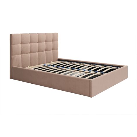 Letto con contenitore 200 x 200 cm - Velluto Beige - MIRDAL di Pascal Morabito