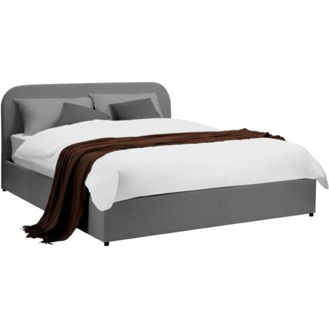 LETTO CON CONTENITORE ANDY MATRIMONIALE CM.160X190 IN TESSUTO COLORE GRIGIO