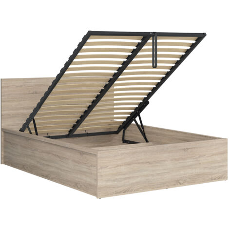 Letto con contenitore con base Edwin marrone 140x200