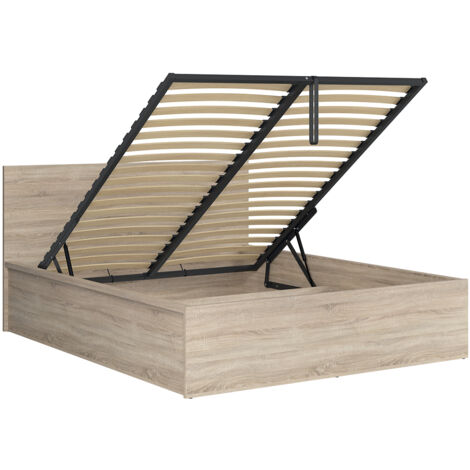 Letto con contenitore con base Edwin marrone 160x200