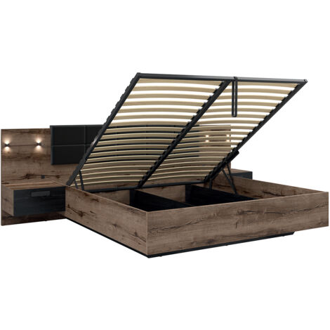 Letto con contenitore con base Romane marrone e nero 180x200