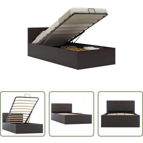 Letto con contenitore -  Giroletto con Contenitore Idraulico Grigio Similpelle 100x200cm
