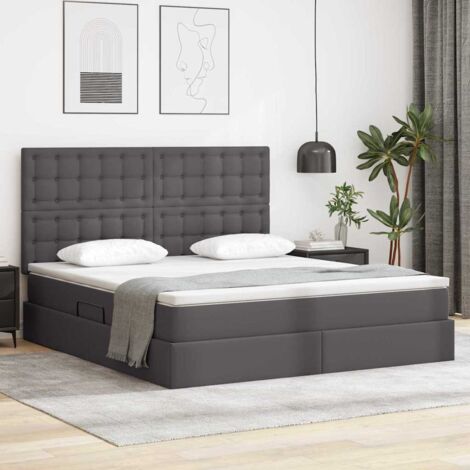 Letto con Contenitore Grigio 180 x 200 cm Pelle Sintetica vidaXL