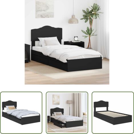 Letto con contenitore -  Letto con Contenitore Nero 70 x 190 cm Legno multistrato