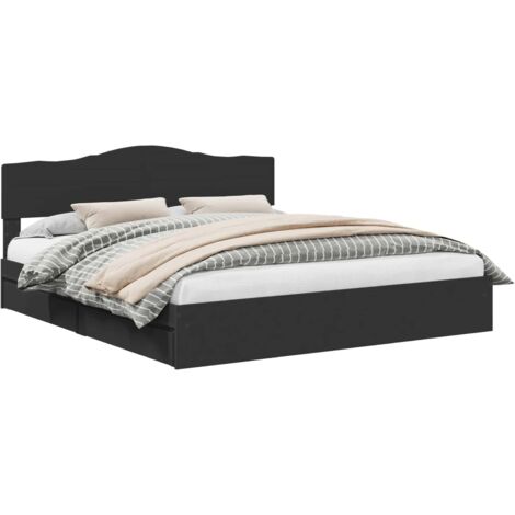 Letto con Contenitore Nero 200 x 200 cm Legno multistrato vidaXL