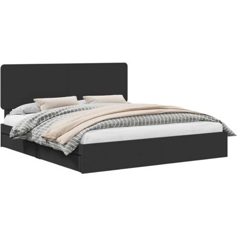 Letto con Contenitore Nero 200 x 200 cm Legno multistrato vidaXL