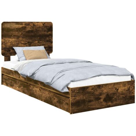 Letto con Contenitore Rovere fumé 90 x 190 cm Legno multistrato vidaXL