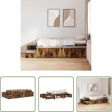 Letto con contenitore -  Struttura letto con contenitore Rovere fumé 75 cm