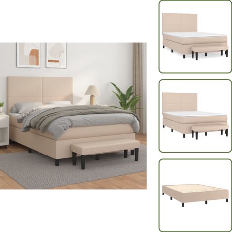 Letto con coprimaterasso - vidaXL Giroletto a Molle con Materasso Cappuccino 140x190cm Similpelle - Panca multifunzionale