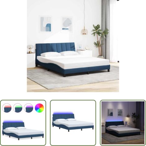 Letto con cuscino testiera -  Giroletto senza Materasso Hanko Blu 160x200 cm in Tessuto