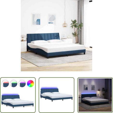 Letto con cuscino testiera -  Giroletto senza Materasso Hanko Blu 180x200 cm in Tessuto