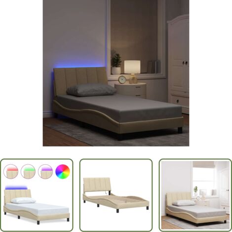 Letto con cuscino testiera -  Giroletto senza Materasso Hanko Crema 100x200 cm in Tessuto