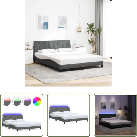 Letto con cuscino testiera -  Giroletto senza Materasso Hanko Grigio Scuro 160x200 cm Tessuto