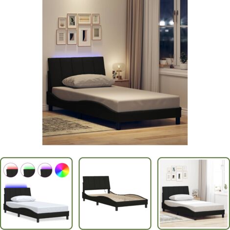 Letto con cuscino testiera -  Giroletto senza Materasso Hanko Nero 100x200 cm in Tessuto