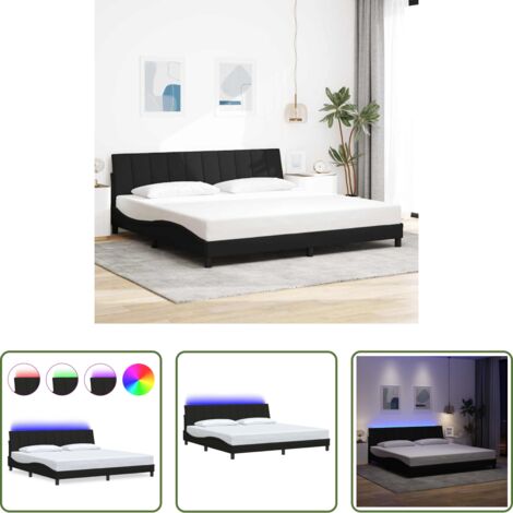 Letto con cuscino testiera -  Giroletto senza Materasso Hanko Nero 200x200 cm in Tessuto