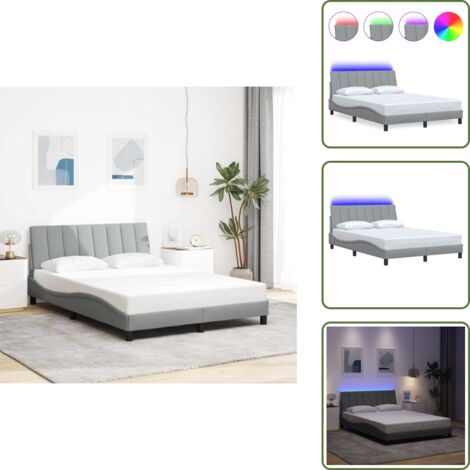 Letto con cuscino testiera - vidaXL Giroletto senza Materasso Hanko Grigio Chiaro 140x190 cm Tessuto - Letto con doghe in compensato