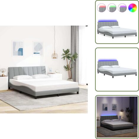 Letto con cuscino testiera - vidaXL Giroletto senza Materasso Hanko Grigio Chiaro 160x200 cm Tessuto - Letto con doghe in compensato