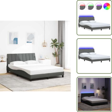 Letto con cuscino testiera - vidaXL Giroletto senza Materasso Hanko Grigio Scuro 140x200 cm Tessuto - Letto con doghe in compensato