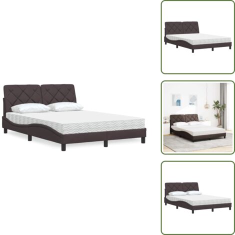 Letto con cuscino testiera - vidaXL Letto con Materasso Marrone Scuro 120x200cm Tessuto - Letto in tessuto
