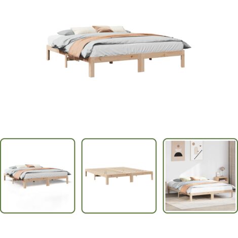 Letto con doghe -  Giroletto senza Materasso 160x200 cm in Legno Massello di Pino