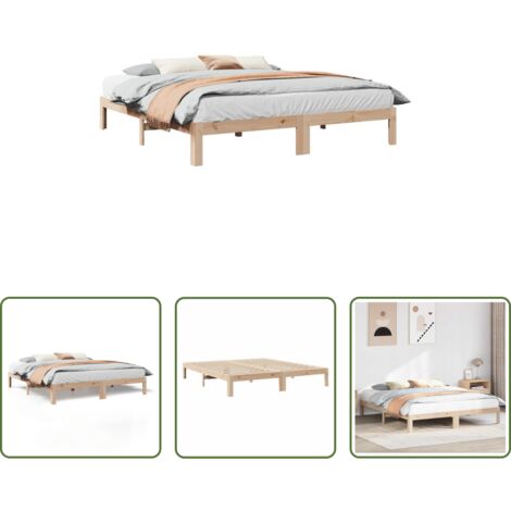 Letto con doghe -  Giroletto senza Materasso 180x200 cm in Legno Massello di Pino