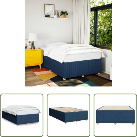 Letto con doghe -  Giroletto senza Materasso Blu 120x190 cm in Tessuto