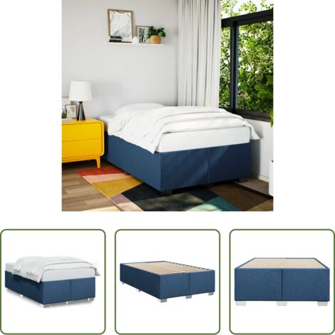 Letto con doghe -  Giroletto senza Materasso Blu 120x190 cm in Tessuto