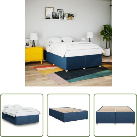 Letto con doghe -  Giroletto senza Materasso Blu 140x190 cm in Tessuto