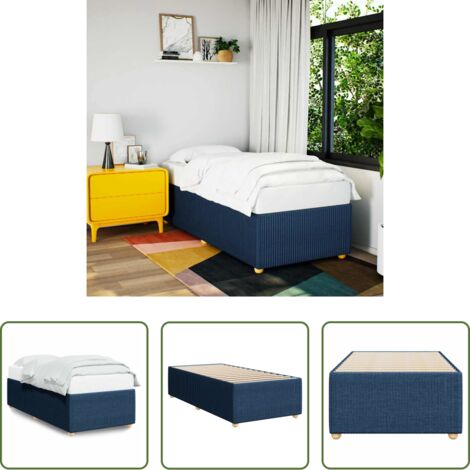 Letto con doghe -  Giroletto senza Materasso Blu 90x190 cm in Tessuto