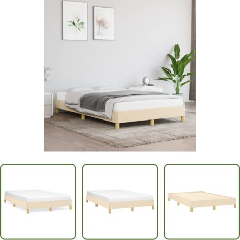 Letto con doghe -  Giroletto senza Materasso Crema 120x200 cm Tessuto