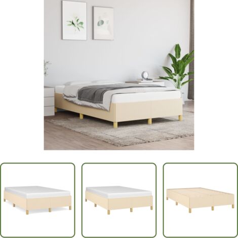 Letto con doghe -  Giroletto senza Materasso Crema 120x200 cm Tessuto