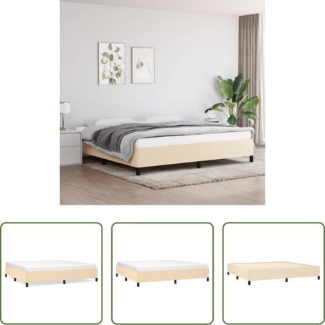 Letto con doghe -  Giroletto senza Materasso Crema 200x200 cm in Tessuto