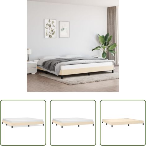 Letto con doghe -  Giroletto senza Materasso Crema 200x200 cm in Tessuto