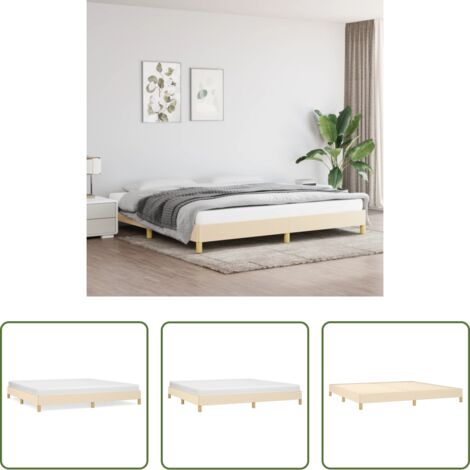 Letto con doghe -  Giroletto senza Materasso Crema 200x200 cm in Tessuto