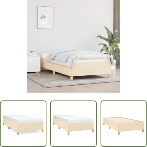 Letto con doghe -  Giroletto senza Materasso Crema 90x200 cm in Tessuto